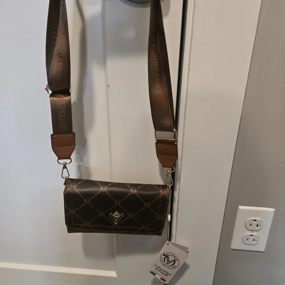 Valentino Orlandi Brown Logo Crossbody Bag Wallet Purse NWT - Picture 9 of 9